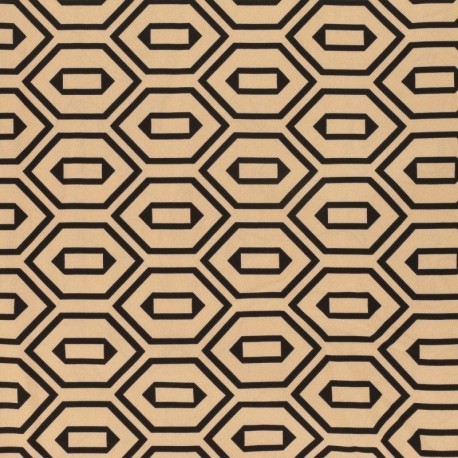 Tissu Viscose Fluide stretch Imprimée Géométrique Beige