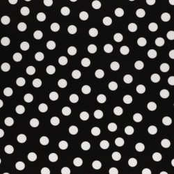 Tissu Viscose Fluide stretch Imprimée Pois Blanc Fond Noir 