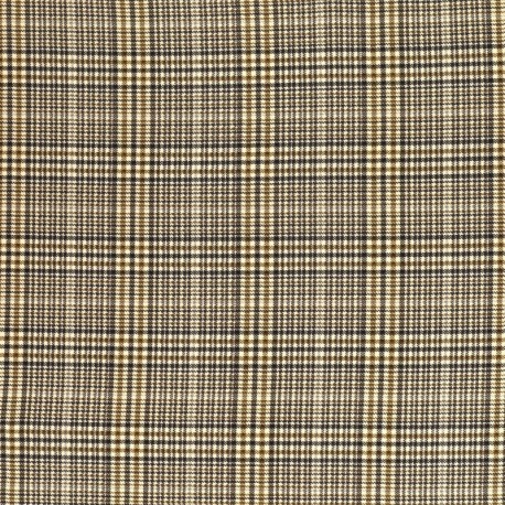 Tissu Twill Stretch Lourd Carreaux Beige et marron 