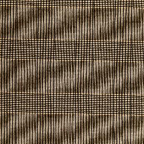 Tissu Twill Stretch Lourd Carreaux Noir et marron 