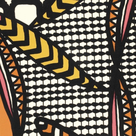 Tissu Viscose Rayonne Imprimée Orange 