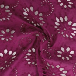 Tissu Broderie Anglaise Flower Violet