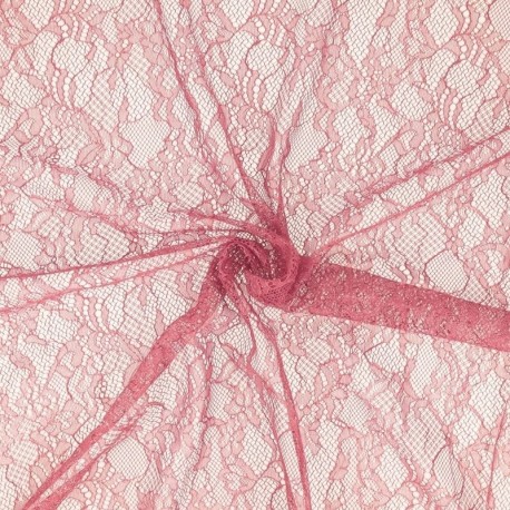 Tissu Dentelle Fleur Rachel Rose Foncé