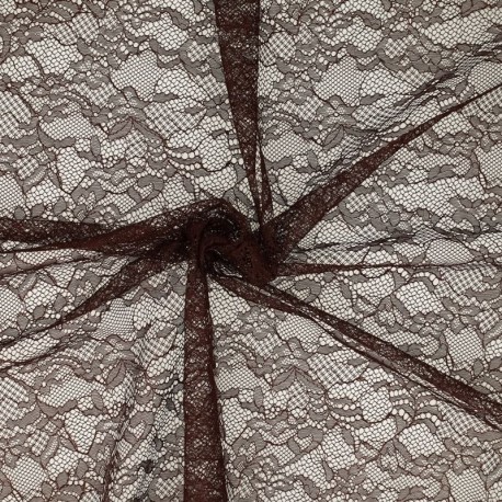 Tissu Dentelle Fleur Rachel Chocolat 