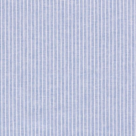 Tissu Chambray Rayures Bleu Clair 