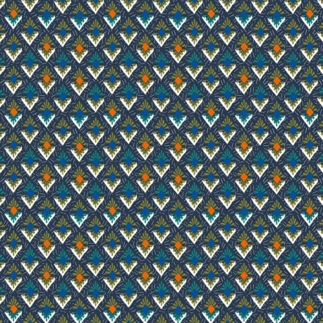 Tissu Viscose Chally Imprimé Ethnique Bleu 
