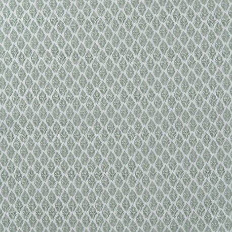 Tissu Popeline Bio Imprimée Feuilles Menthe 