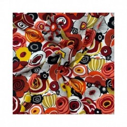 Tissu Viscose Imprimée Blooms Rouge 