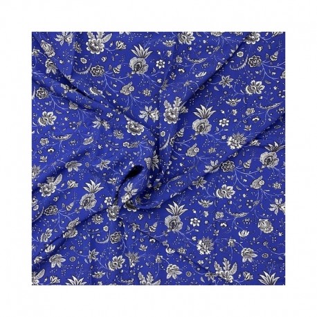 Tissu Viscose Imprimée Sari Cobalt