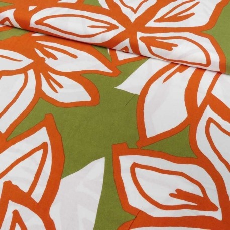 Tissu Viscose Imprimé Foglia Vert