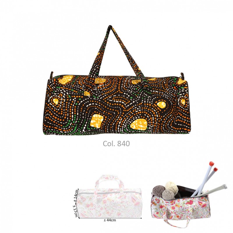 Sac à Tricoter Classique En Nylon - Rangement Pour Laine Et Aiguilles, Avec Trous Pour Fil, Dimensions 36x18.5x15.5 Cm