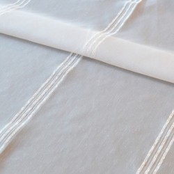 Tissu Etamine Rayée Vitalia Bouclette Blanc 