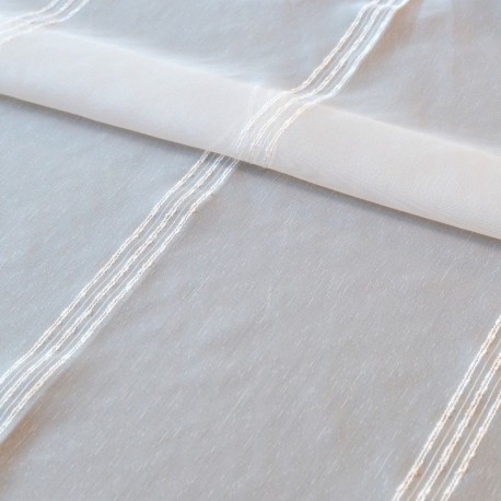 Tissu Etamine Rayée Vitalia Bouclette Blanc 