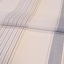 Tissu Etamine Rayée Paros Lurex Bleu 