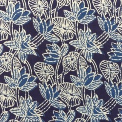 Tissu Impression Tampons Mains Floral Marine