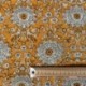 Tissu Impression Tampons Mains Mains Fleur Fond Jaune