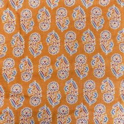 Tissu Impression Tampons Mains Fleur Orange