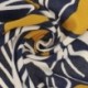 Tissu Viscose Imprimée Feuille Jaune bleu 