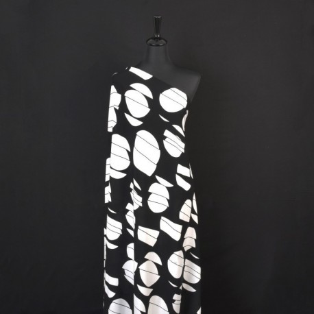 Tissu Viscose Imprimée Geometrique Noir 