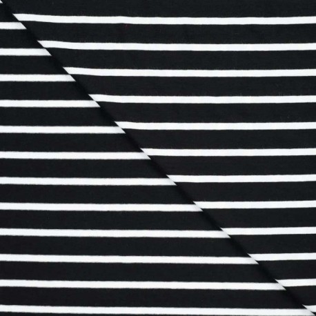 Tissu Viscose Elasthanne Rayure Noire 15mm 
