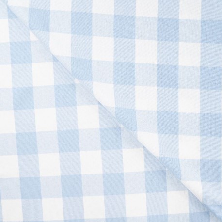 Tissu Coton Gratté Carreaux Bleu