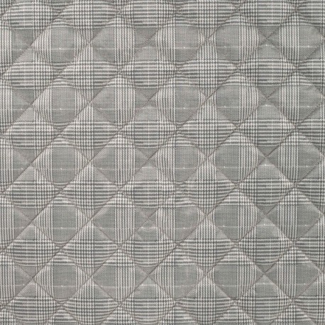Tissu Matelassé Imprimé Prince de Galles Gris