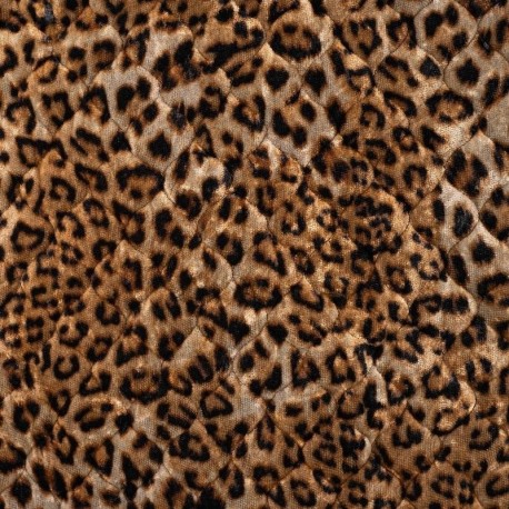 Tissu Velours Matelassé Imprimé Leopard