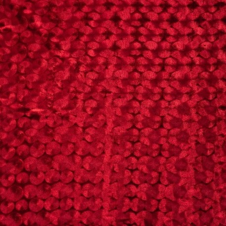 Tissu Panne de Velours Relief Rouge