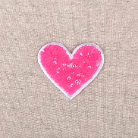 Motif coeur sequin - Fuchsia