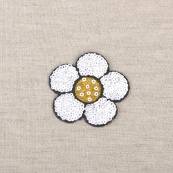 Motif fleur sequins - Blanc