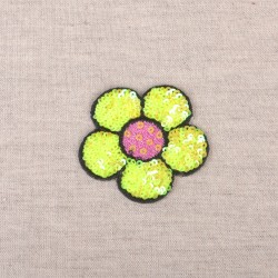 Motif fleur sequins - Jaune maïs