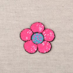 Motif fleur sequins - Fuchsia