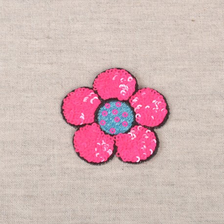 Motif fleur sequins - Fuchsia