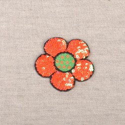 Motif fleur sequins - Orange