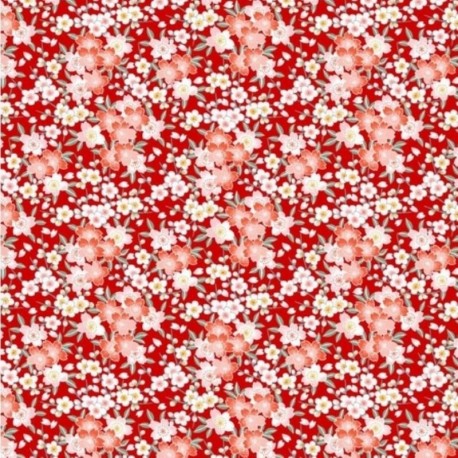 Tissu Chichi Percale Imprimé Corail 