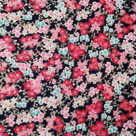 Tissu Naomi Cretonne Imprimé Or et Noir