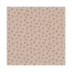 Tissu Fleurs Rose Fond Coloris Lin