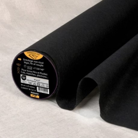 Tissu Entoilage Non Tissé Léger Noir 40g/m2