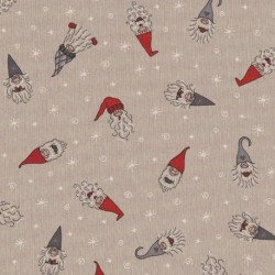 Tissu Tomte Happy Faces Fond Coloris Lin