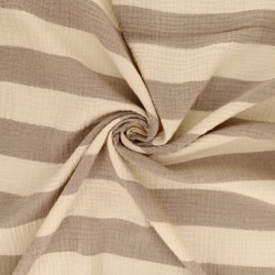 Tissu Double Gaze Rayure Taupe 