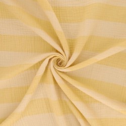 Tissu Double Gaze Rayure Jaune Pale