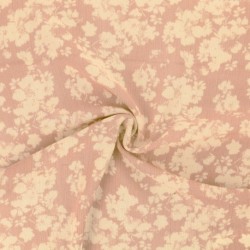 Tissu Crêpe de Viscose Imprimée Fleurs Rose Layette 