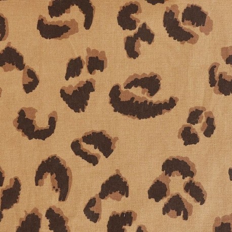 Tissu Toile Imprimé Feligrou Leopard Camel havane 