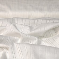 Tissu Voile de Coton Brodé Rayures Blanc