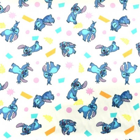 Tissu Licence Lilo&stitch Patch Imprimé Multico Fond Blanc