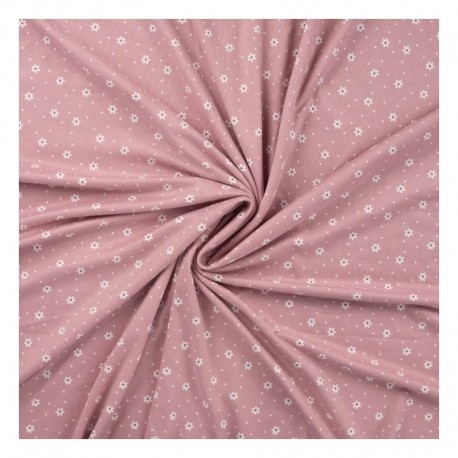 Tissu Jersey Peau de Pêche Imprimé Fleurs Rose