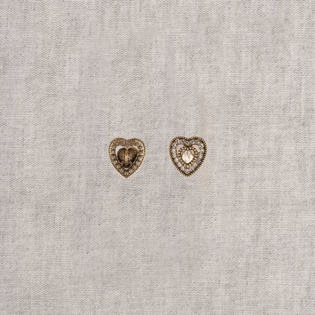Bouton coeur strass 16x17