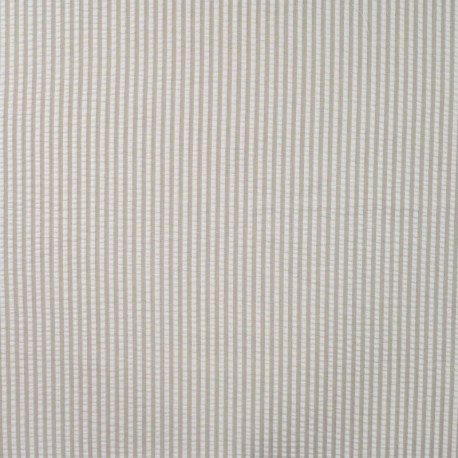Tissu Poly Coton Seersucker Rayure Kaki 