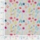 Tissu Coton Brodé Imprimé Fleurs Fuchsia