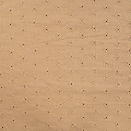 Tissu Broderie Uni Beige